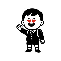 character emotion boy in school uniform love vector on white background Vector icon character with emotion
