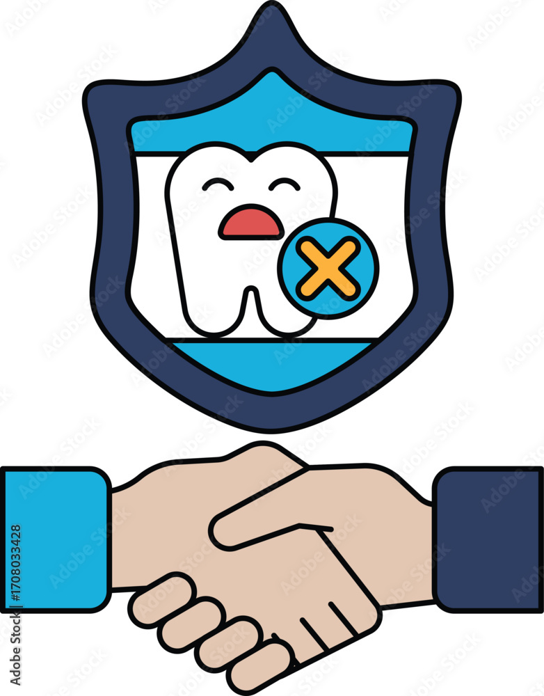 Poster a black and white image of two hands shaking with a toothbrush and an x on it