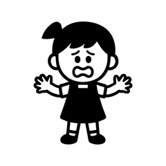 character emotion girl in a sundress fear vector on white background Vector icon character with emotion
