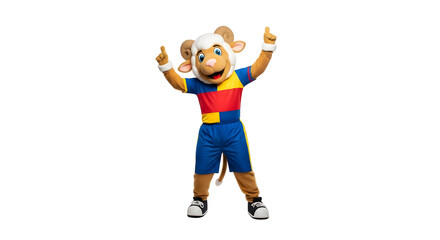 Cheerful Mascot Character with Arms Raised and a Playful Expression, Ready for Fun and Games