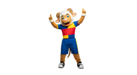 Cheerful Mascot Character with Arms Raised and a Playful Expression, Ready for Fun and Games