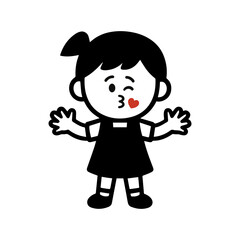 character emotion girl in a sundress kiss vector on white background Vector icon character with emotion