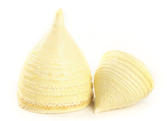 Fresh Bamboo Shoots on White Background - Asian Vegetable Ingredient