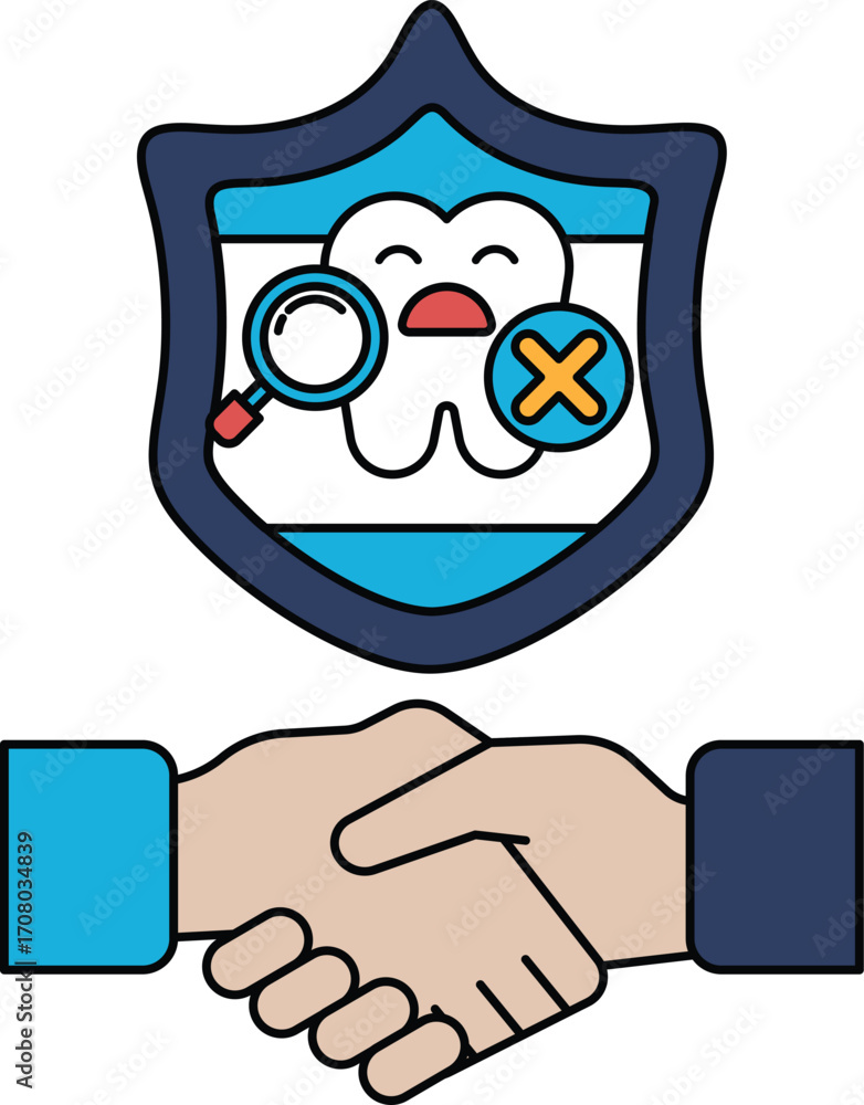 Poster a black and white image of two hands shaking with a toothbrush and a cross on it