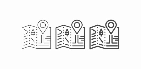 a map with location pin icon sign vector