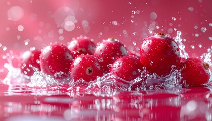 Water splash with cranberries