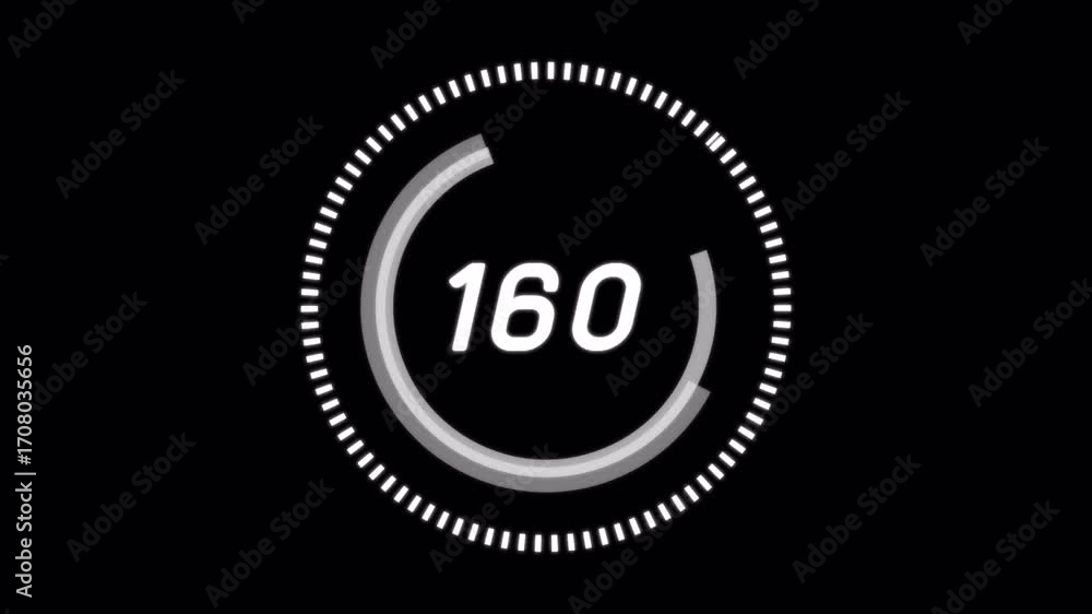 Poster futuristic circular progress bar with number 160 display.
