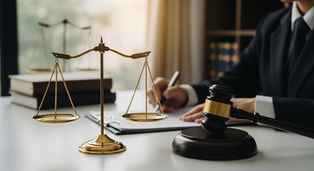 Justice Scales Gavel Legal Documents Attorney Law Office Lawyer Writing Courtroom Fair Judgment Rules Advocate Legal
