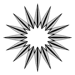 Obraz premium Geometric Starburst Mandala: A captivating and intricate monochrome illustration of a symmetrical starburst mandala, perfect for a variety of artistic applications. 