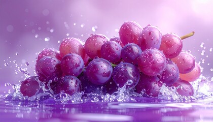 Water splash with grape