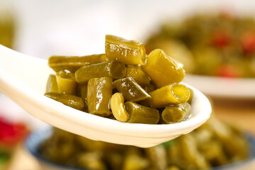 Soaked Cowpeas on Wooden Spoon - Traditional Gourmet Food Preparation