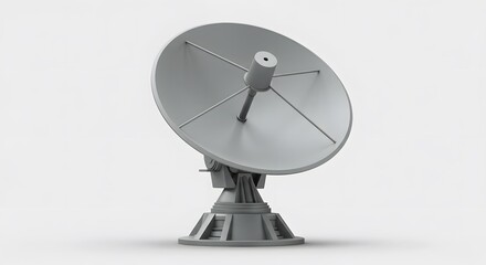 Satellite dish in operation, focused on data and communication. The dish is pointing upwards, ready to receive or transmit signals