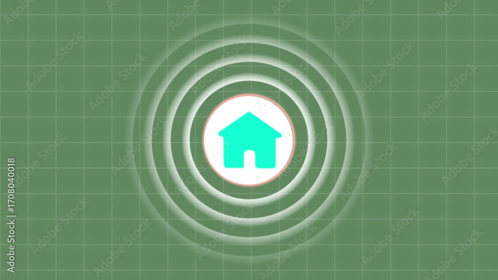 Aufkleber Smart home network system, white and cyan circle Hud compute circuit board elements radio waves grid background