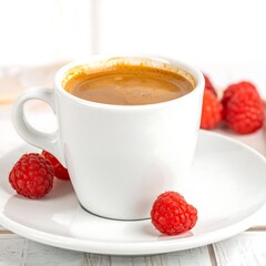 Espresso with raspberries