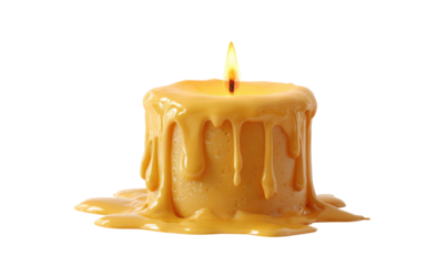Melted candle on black background