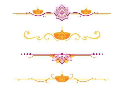 A set of Diwali festival of lights divider lines
