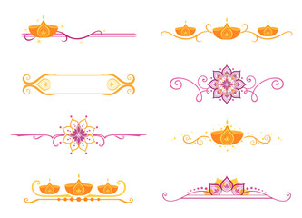 A set of Diwali festival of lights divider lines
