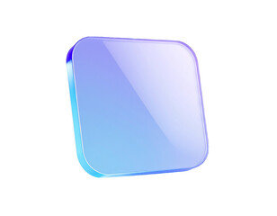 Minimal 3D glass style rounded square shape in purple and blue gradient. Perfect for