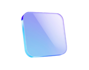 Minimal 3D glass style rounded square shape in purple and blue gradient. Perfect for