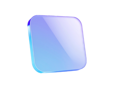 Minimal 3D glass style rounded square shape in purple and blue gradient. Perfect for