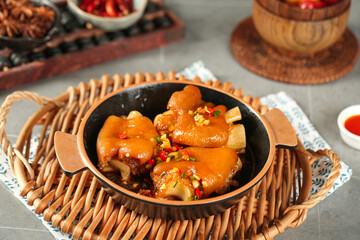 Delicious Golden Pork Trotters in Soy Sauce - Traditional Asian Braised Meat Dish