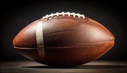 Classic Leather American Football on Dark Background.
