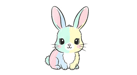 Cute pastel colored bunny rabbit illustration