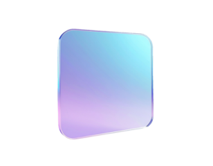Minimal 3D glass style rounded square shape in purple and blue gradient. Perfect for