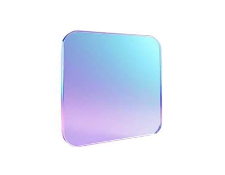 Minimal 3D glass style rounded square shape in purple and blue gradient. Perfect for