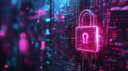 Digital Security Padlock on Circuit Board Background Data Protection Concept