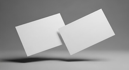 Blank business cards float mysteriously in a modern studio, ready for your custom branding designs.