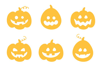 Collection of pumpkin lantern icons isolated on white background. Vector illustration