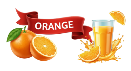 Freshly squeezed orange juice a burst of citrus delight that energizes the senses and on transparent background
