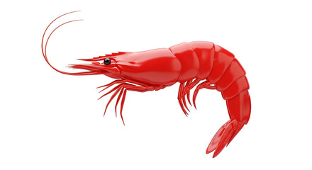 A glossy red shrimp a symbol of vibrant cuisine and ocean s bounty stands out dramatically on transparent background