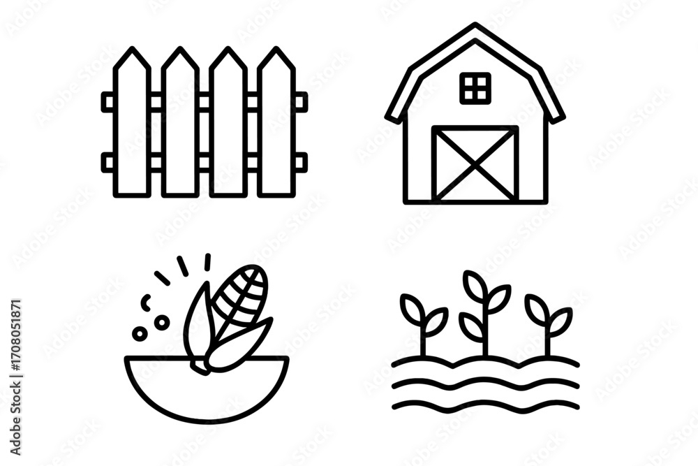 Poster agriculture and farming line icon set. modern minimal vector collection for design. contains linear 