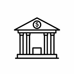 Vector icon of bank building with dollar sign