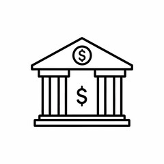 Vector icon of bank building with dollar sign