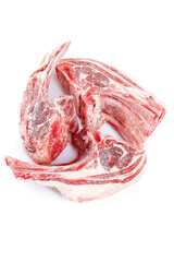 Fresh Raw Lamb Chops and Ribs with Bone-In Cuts on White Background