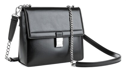 Black leather shoulder bag