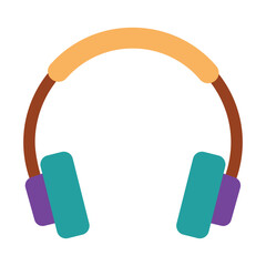 Colorful Headphones Icon for Music and Audio. A flat illustration for listening to podcasts, songs, and gaming.