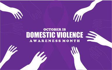 October Domestic Violence Awareness Month Purple Ribbon. Banner, poster, flyer, and background design template.