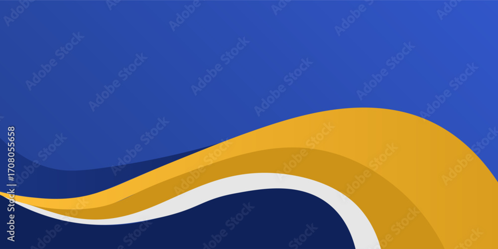 Poster yellow and blue abstract gradient background with wavy shape. vector background illustration.