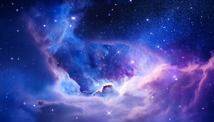 serene blue and purple space nebula with stardust and soft cosmic clouds