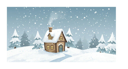 Fototapeta premium winter landscape with house