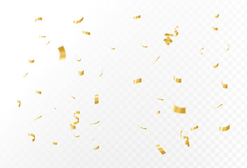 Vibrant golden confetti falling gently, celebrating joy and festive moments for party decorations, anniversaries, and New Year's Eve festivities with sparkling brilliance
