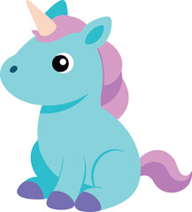 Adorable baby unicorn sitting cute fantasy creature vector illustration scalable eps