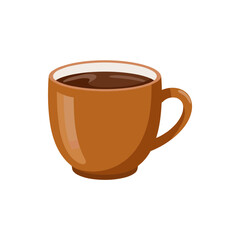 Obraz premium Brown coffee cup filled with beverage on white background 
