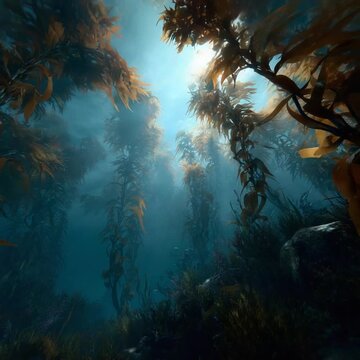 Underwater kelp forest scene