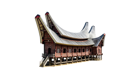 majestic indonesian rumah gadang a 3d model of timeless architectural heritage, isolated on transparent background