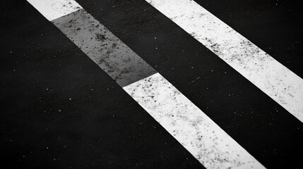 Fototapeta premium Weathered Road Markings in Monochrome